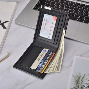 Men's PU Leather Solid Pattern Card Holder Mini Trendy Wallets