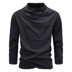 Men's Cotton Turtleneck Full Sleeve Casual Solid Pattern T-Shirts