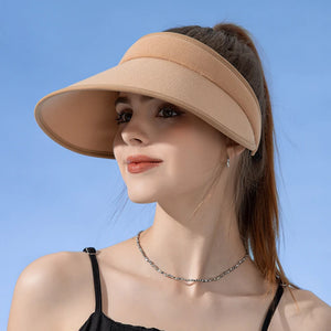 Women's Linen Adjustable Strap Solid Pattern Sun Protection Hat