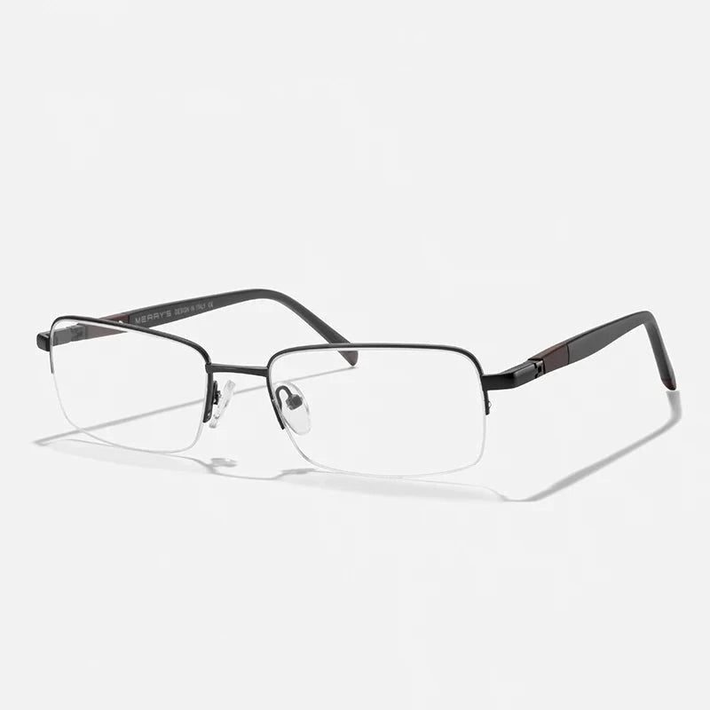 Men's Titanium Alloy Frame Half-Rim Square Shaped Trendy Glasses