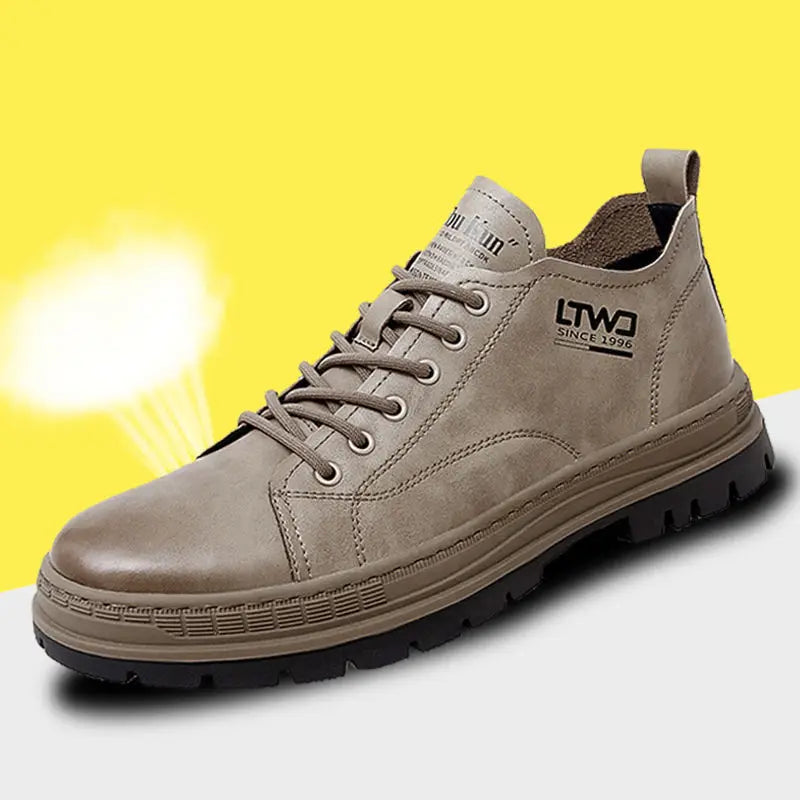 Men's PU Leather Round Toe Lace-Up Closure Casual Wear Shoes