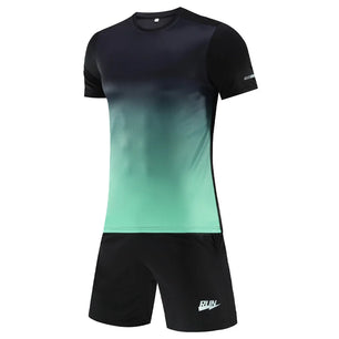 Men's Spandex O-Neck Short Sleeve Printed Breathable Sports Set