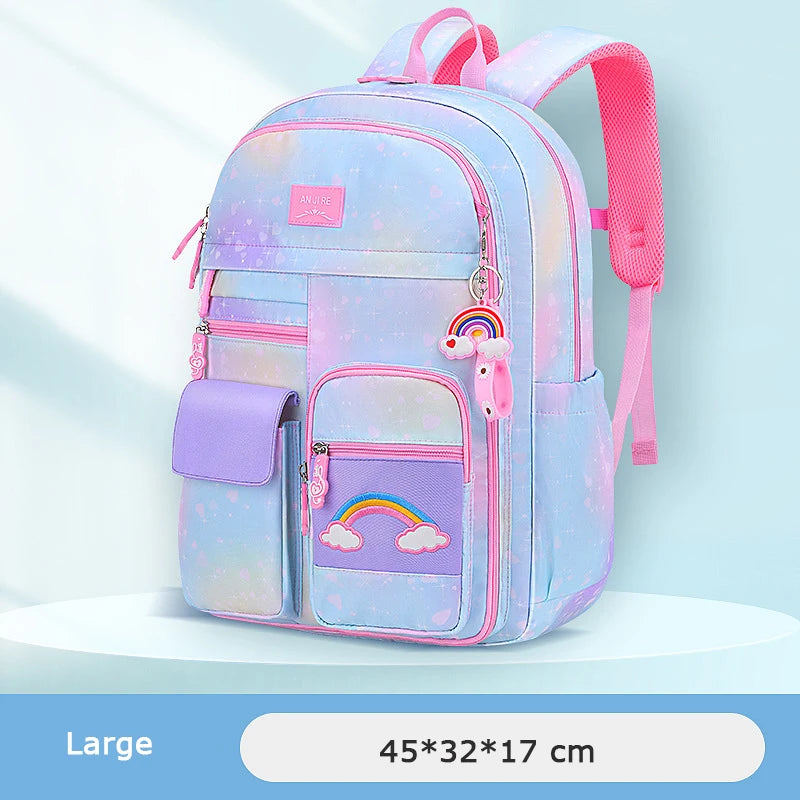 Kid's Nylon Zipper Closure Printed Pattern Trendy School Backpack