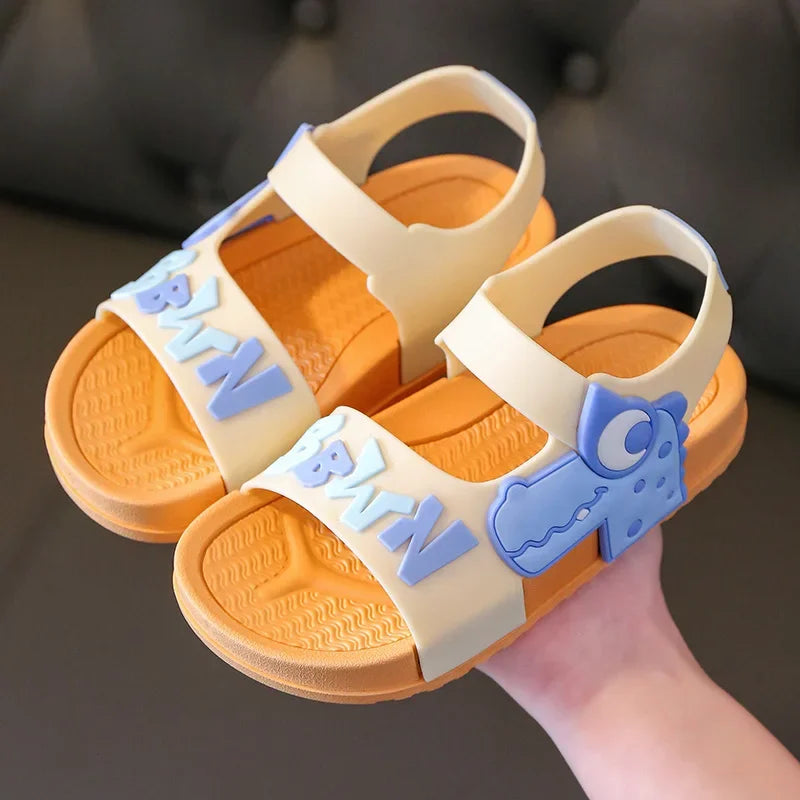 Kid's PVC Peep Toe Hook Loop Closure Breathable Casual Sandals