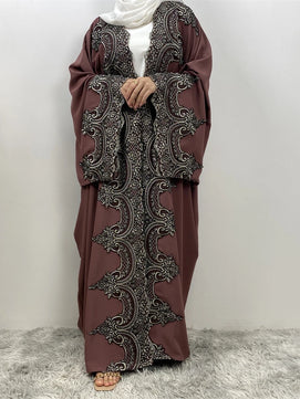 Women's Arabian Polyester Full Sleeves Embroidery Pattern Dress