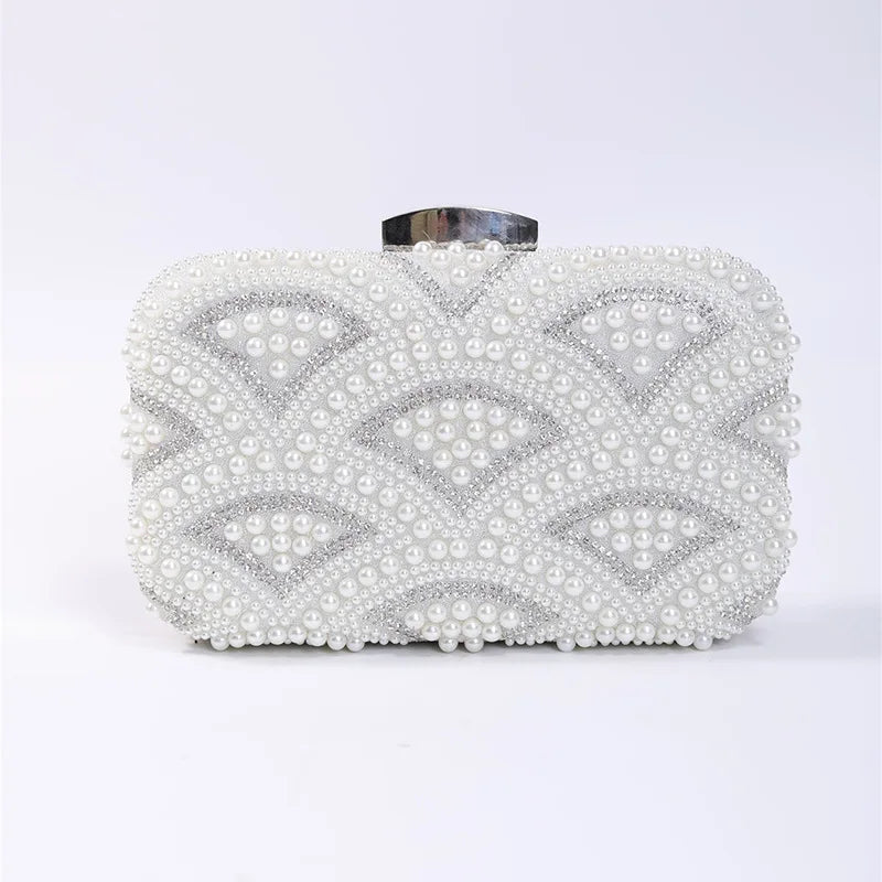 Women's Polyester Hasp Closure Rhinestone Pattern Luxury Clutch