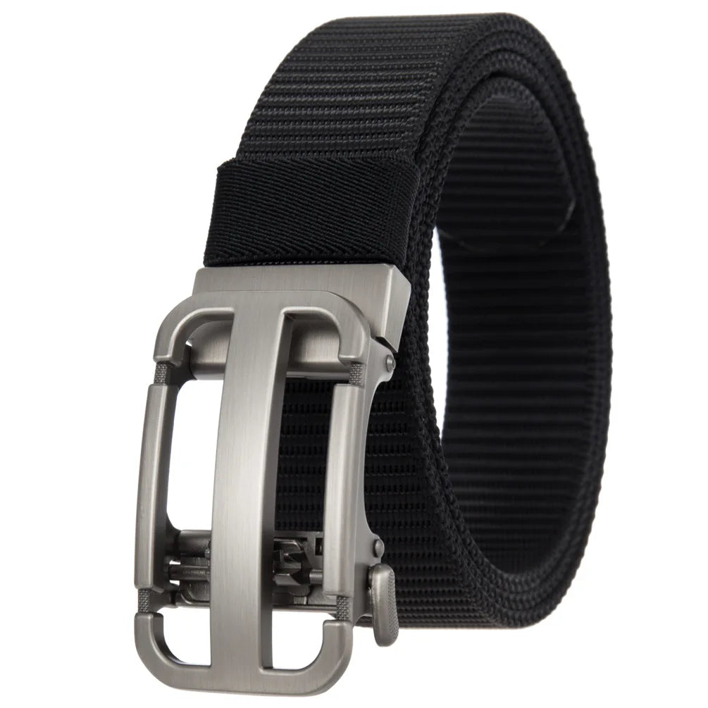 Men's Canvas Automatic Buckle Breathable Solid Pattern Belts