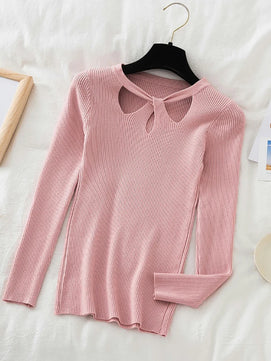 Women's Acrylic O-Neck Long Sleeves Casual Pullover Sweaters