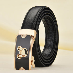 Women's PU Automatic Buckle Closure Solid Pattern Vintage Belts