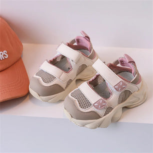 Kid's Mesh Round Toe Breathable Patchwork Sports Wear Shoes