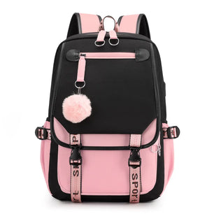 Kid's Polyester Zipper Closure Letter Pattern School Backpack