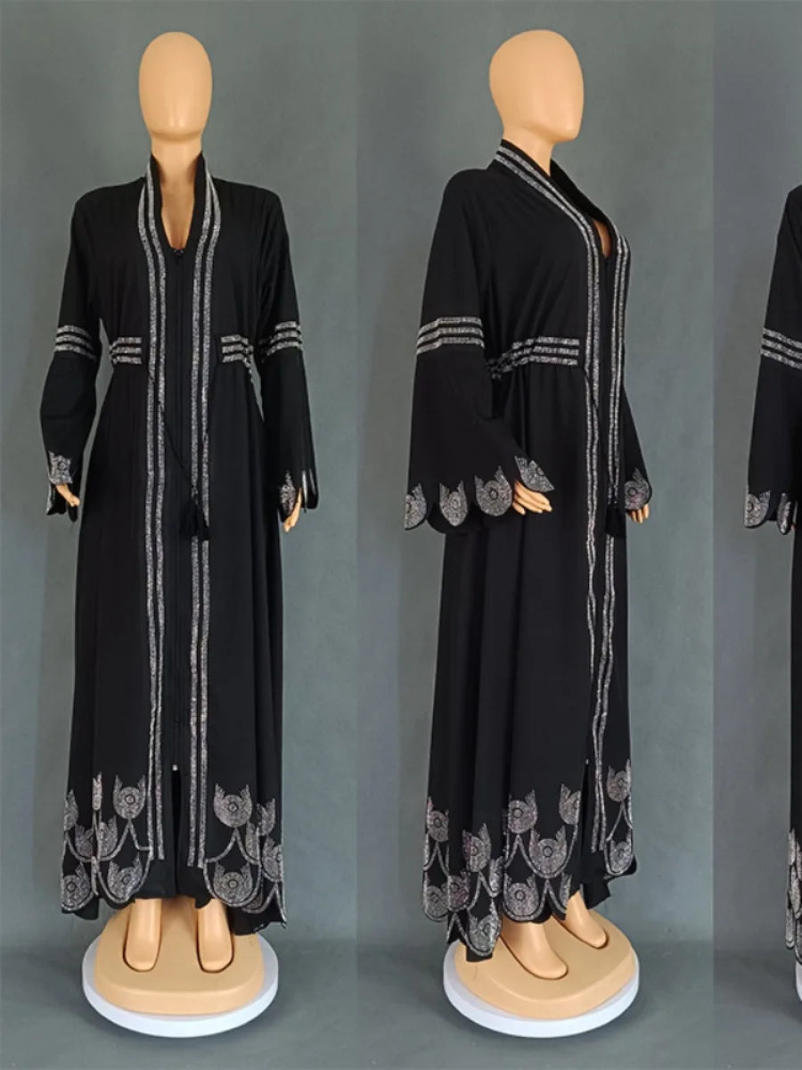 Women's Arabian Polyester Full Sleeves Embroidery Pattern Dress