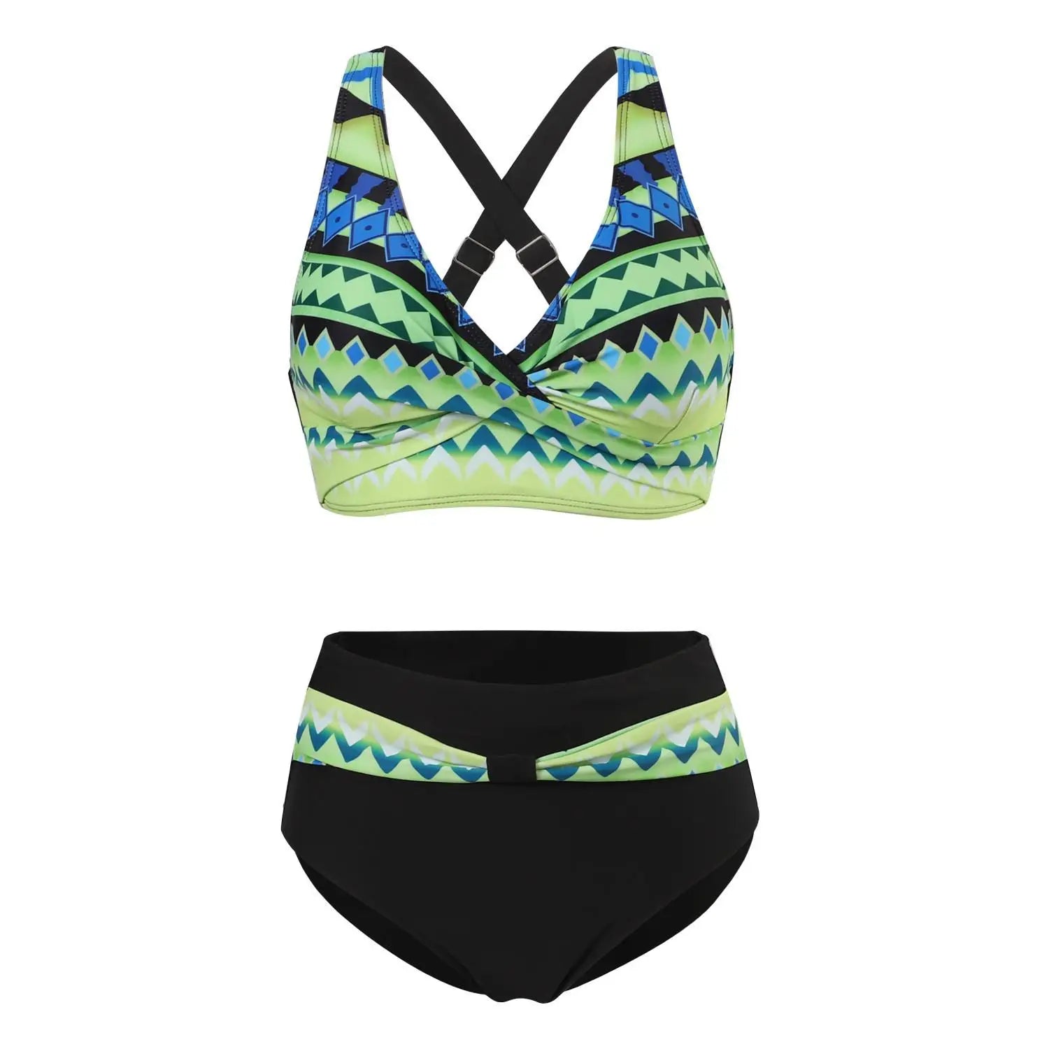 Women's Polyester High Waist Swimwear Printed Pattern Bikini Set