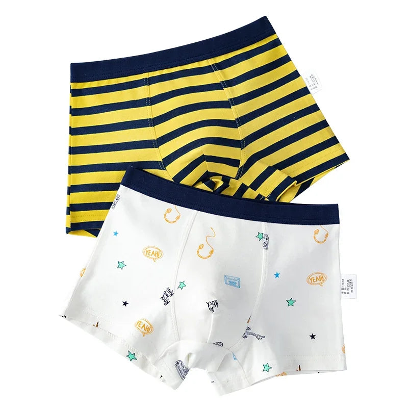 Kid's Boy 2Pcs Cotton Quick-Dry Printed Pattern Underwear Shorts