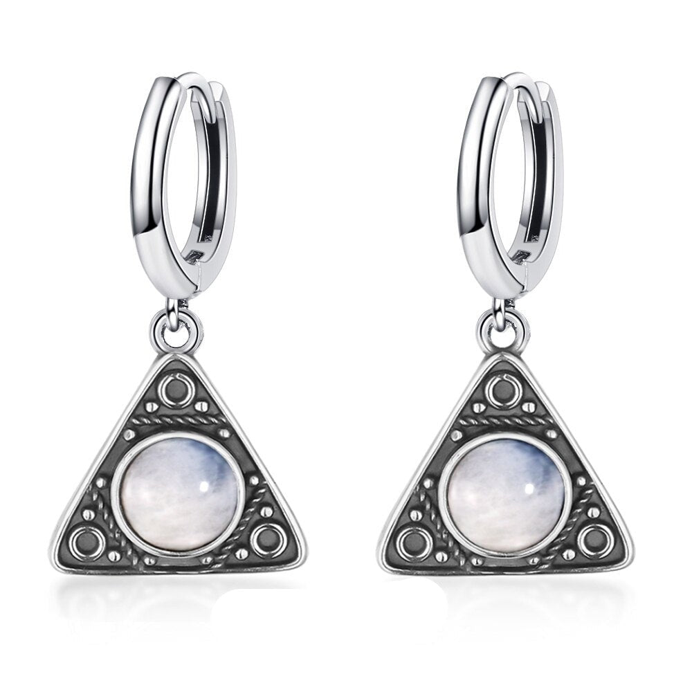 Women's 925 Sterling Silver Moonstone Wedding Hoop Earrings