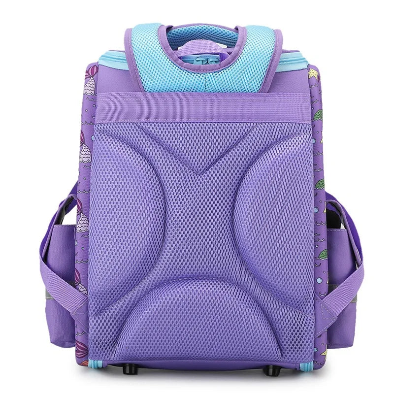 Kid's Nylon Waterproof Zipper Closure Cartoon School Backpack