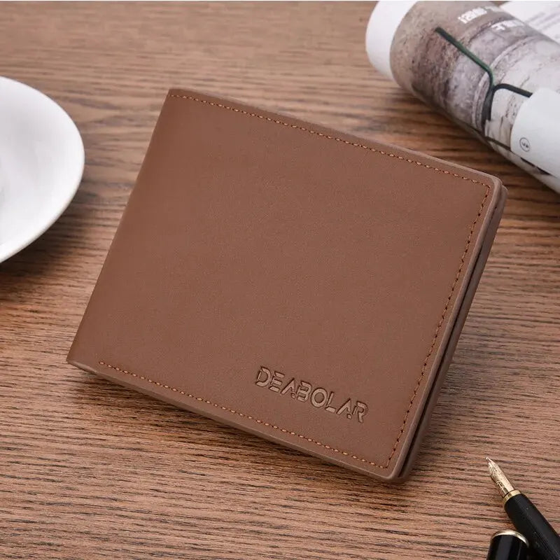 Men's PU Leather Solid Pattern Card Holder Mini Trendy Wallets