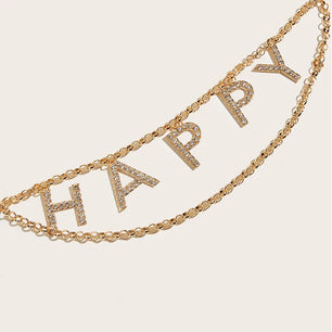 Women's Metal High Waist Buckle Closure Letter Pattern Chain Belt