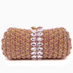 Women's Metallic Hasp Closure Rhinestone Trendy Evening Clutch