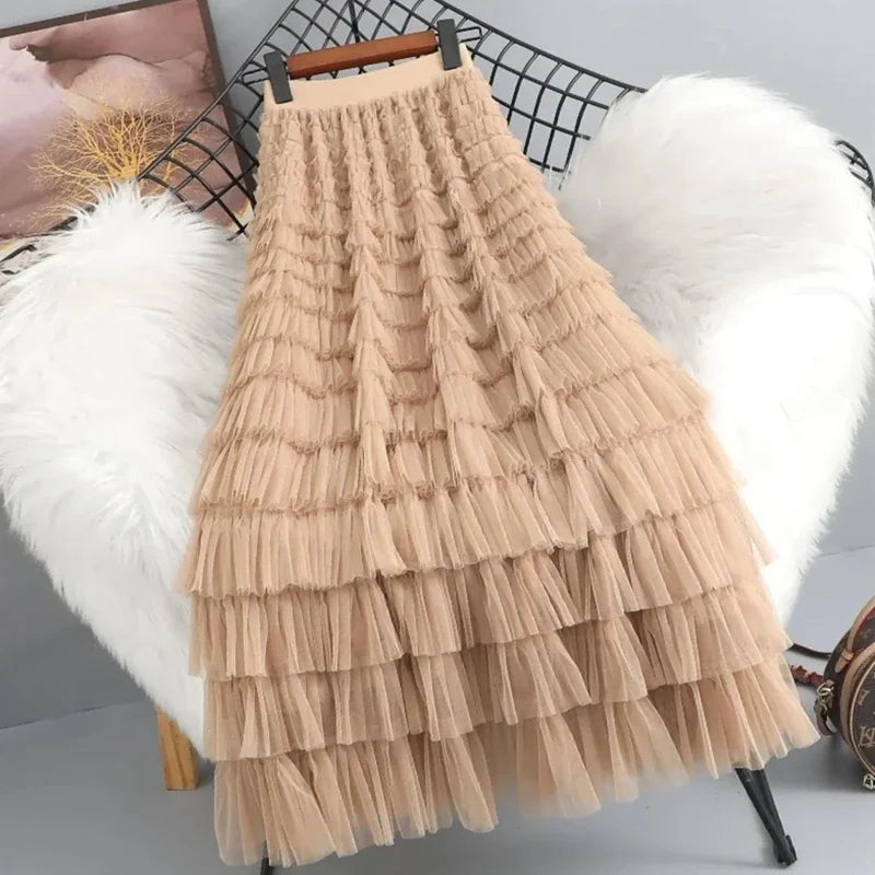 Women's Polyester Elastic High Waist Pleated Pattern Casual Skirts