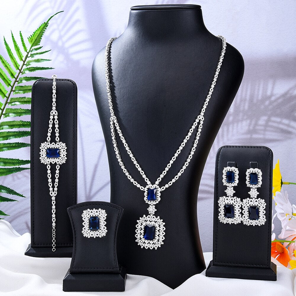 Women's Copper Cubic Zirconia Wedding Geometric Jewelry Set