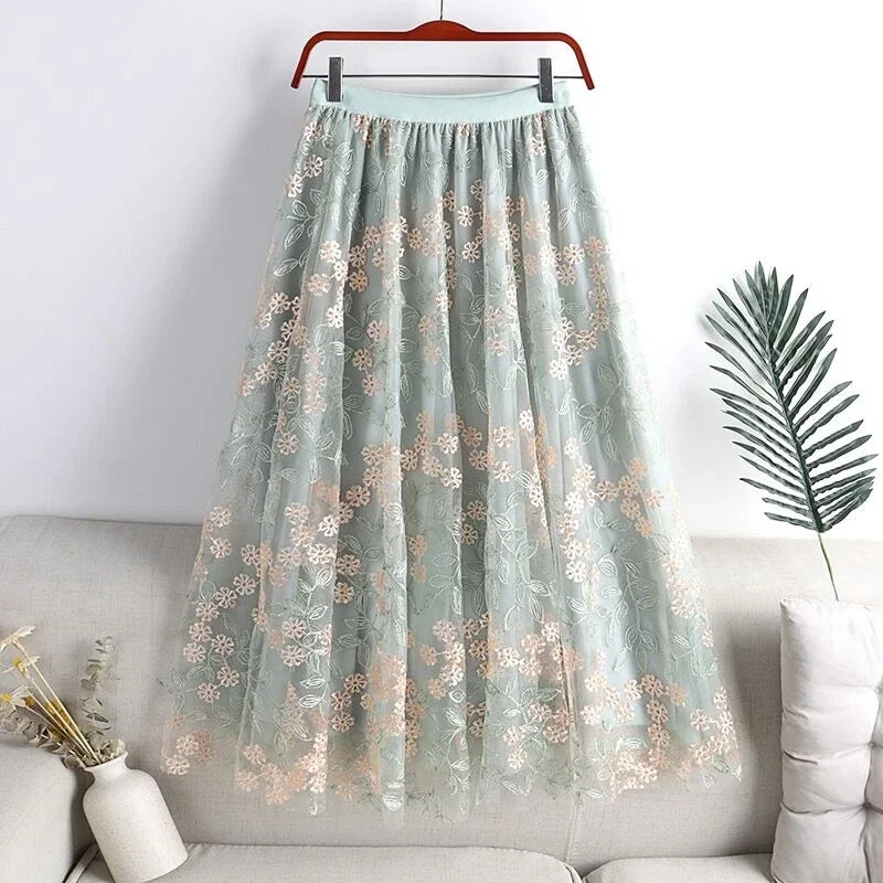 Women's Polyester High Waist Floral Pattern Casual Wear Skirts