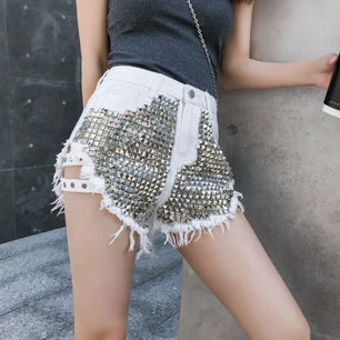 Women's Cotton High Waist Button Fly Closure Solid Pattern Shorts