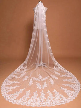 Women's Polyester Lace Edge One-Layer Long Bridal Wedding Veils