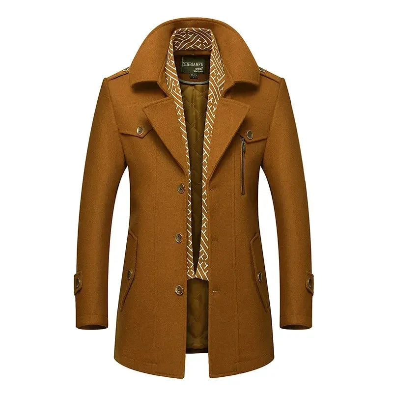 Men's Wool Turn-Down Collar Full Sleeves Single Breasted Jacket