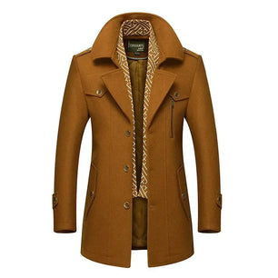 Men's Wool Turn-Down Collar Full Sleeves Single Breasted Jacket