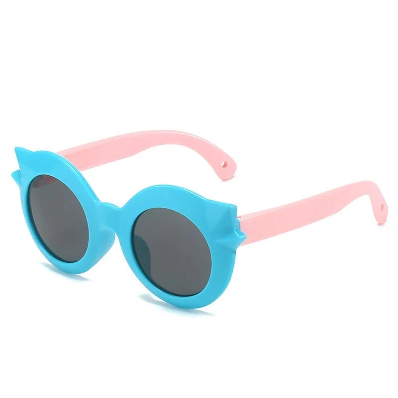 Kid's Plastic Frame Lens Polarized Cat Eye Shaped UV400 Sunglasses