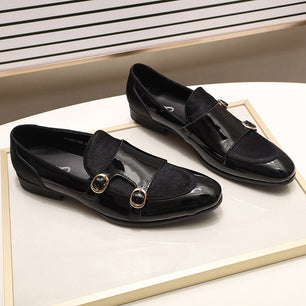 Men's Patent Leather Pointed Toe Slip-On Closure Wedding Shoes