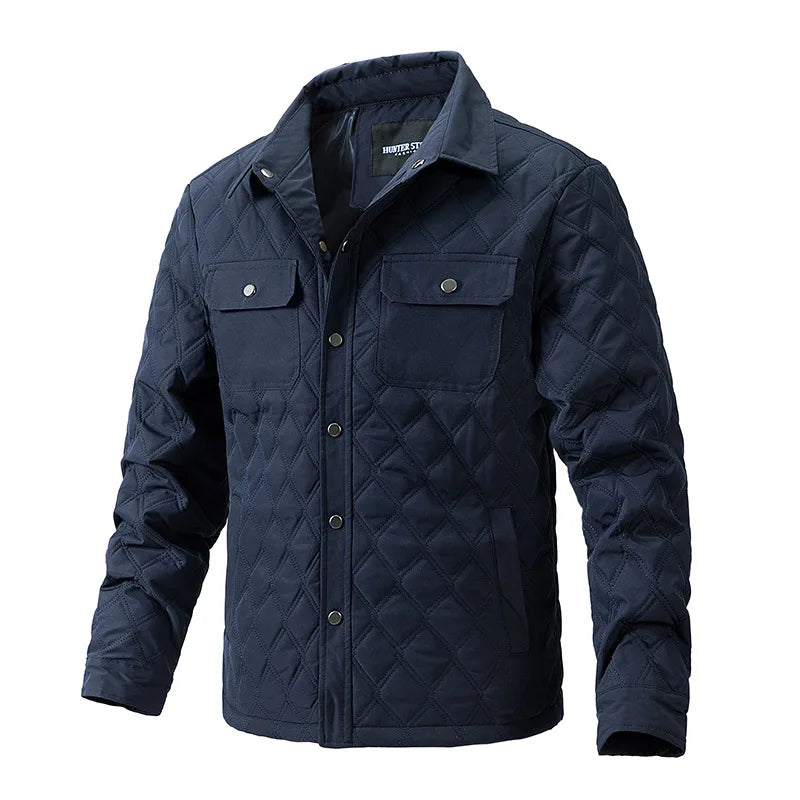 Men's Polyester Turn-Down Collar Long Sleeve Padded Pattern Jacket