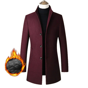 Men's Wool Turn-Down Collar Full Sleeves Single Breasted Coat