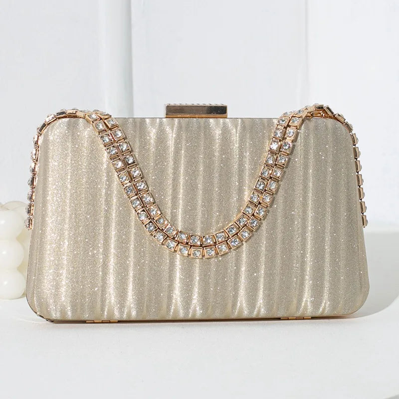 Women's PU Hasp Closure Rhinestone Luxury Bridal Wedding Clutch