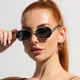 Women's Alloy Frame Acrylic Lens Square Shaped Trendy Sunglasses