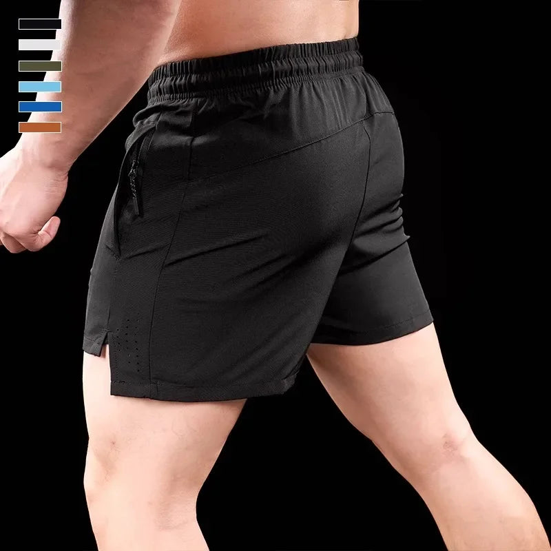 Men's Polyester Solid Pattern Breathable Fitness Sports Short