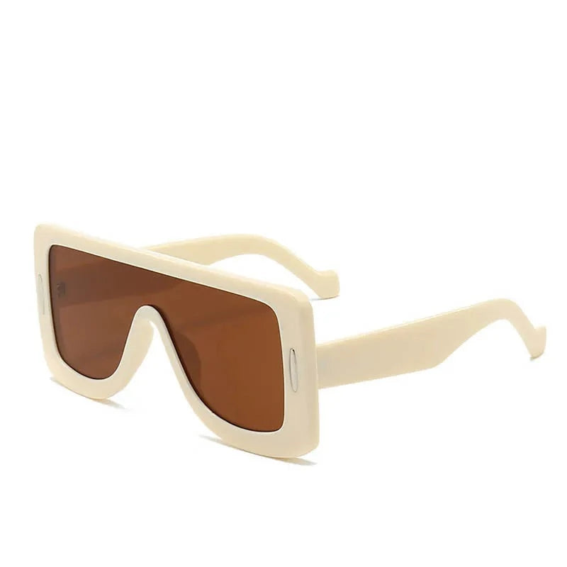 Women's Resin Frame Plastic Lens Rectangle Shaped Sunglasses