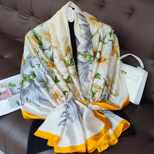 Women's Silk Neck Wrap Floral Pattern Trendy Beach Scarves