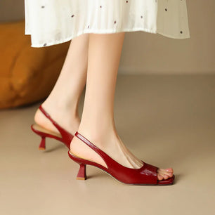 Women's Split Leather Square Toe Slip-On Closure Trendy Sandals