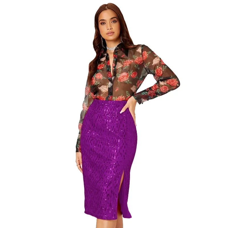 Women's Polyester Quick-Dry Sequined Pattern Casual Wear Skirts