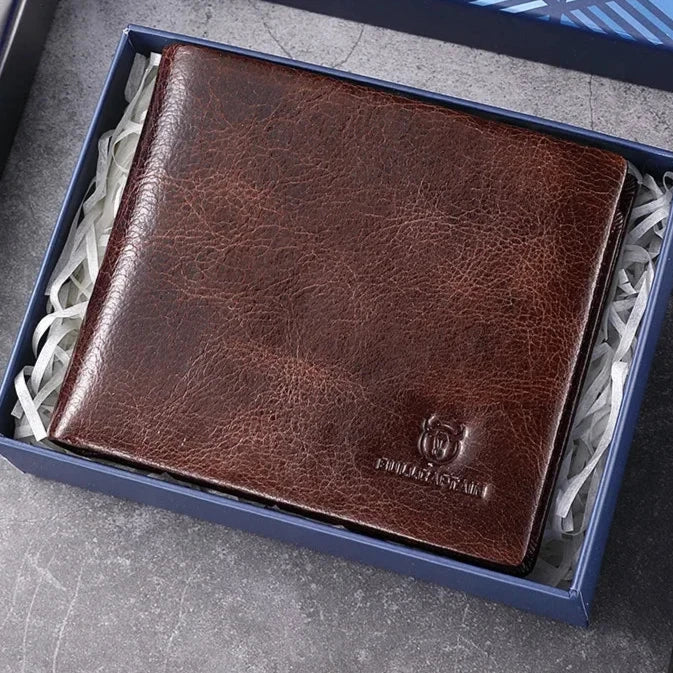 Men's Genuine Leather Card Holder Solid Pattern Trendy Wallets