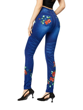 Women's Polyester High Waist Floral Pattern Casual Wear Leggings