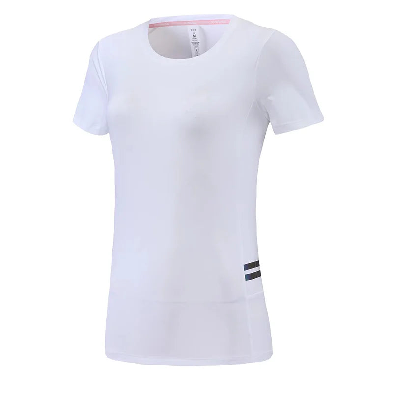 Women's Nylon O-Neck Short Sleeves Breathable Fitness Sport Tops