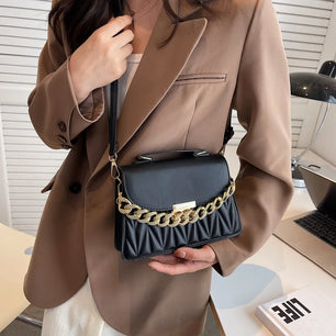 Women's PU Cover Closure Solid Pattern Casual Wear Shoulder Bag