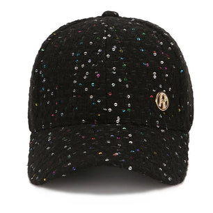 Women's Cotton Adjustable Strap Casual Wear Sequins Baseball Caps