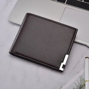 Men's PU Leather Solid Pattern Card Holder Mini Trendy Wallets