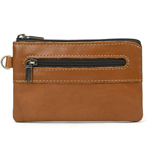 Women's Genuine Leather Zipper Closure Solid Pattern Purse