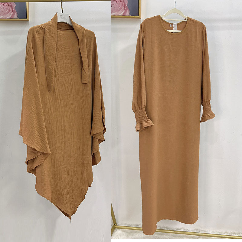 Women's Arabian Polyester Full Sleeve Two-Piece Casual Abayas