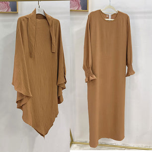 Women's Arabian Polyester Full Sleeve Two-Piece Casual Abayas